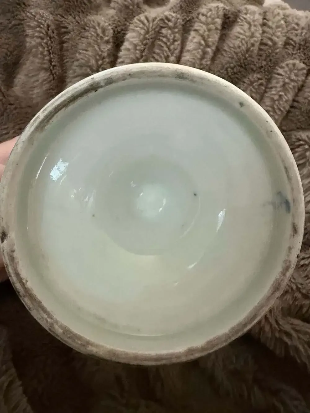 Vintage Blue and White Porcelain Footed Cachepot Planter Pagoda Landscape 5